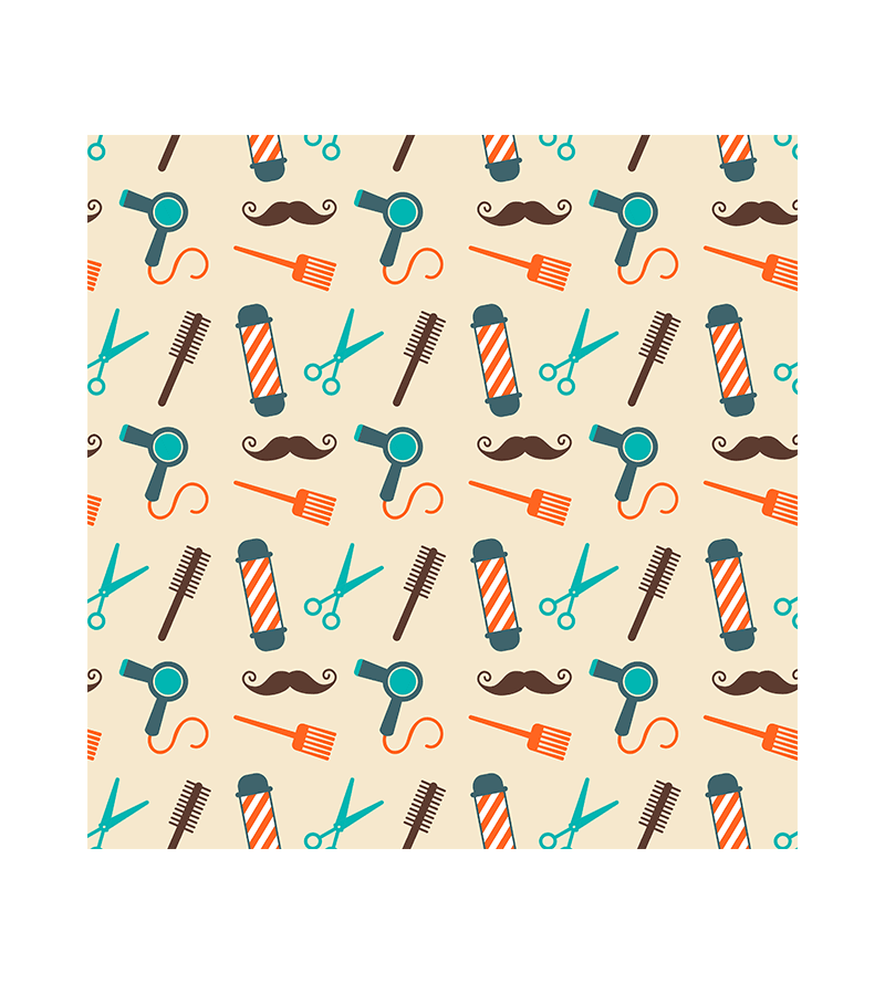 Papel de Parede Temático Barbeiro Bigode e Tesoura