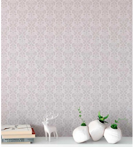 Papel de parede em tons lilas e cinza- Damask 27