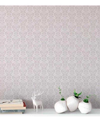 Papel de parede em tons lilas e cinza- Damask 27