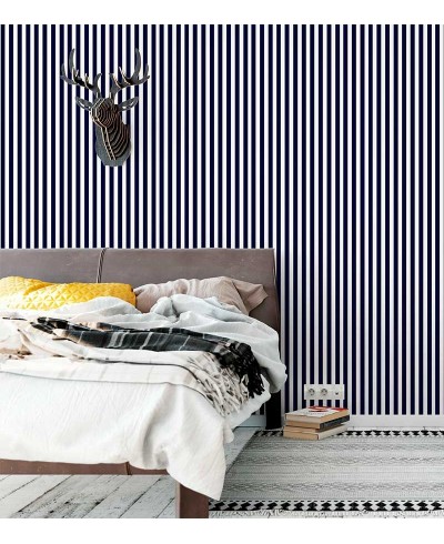 Papel de parede com listras brancas e azul marinho esfumaçado - Listrado 82 Papel de parede com listras brancas e azul marinho esfumaçado - Listrado 82