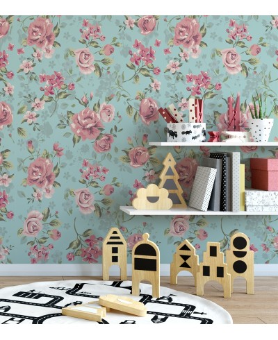 Papel de parede romântico rosa e fundo em verde