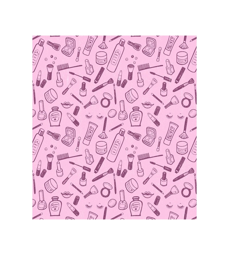 Papel de Parede Temático Manicure em fundo Rosa e pingos de tinta com desenhos em roxo
