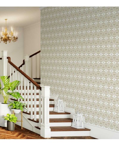 Papel de parede em tons bege e branco