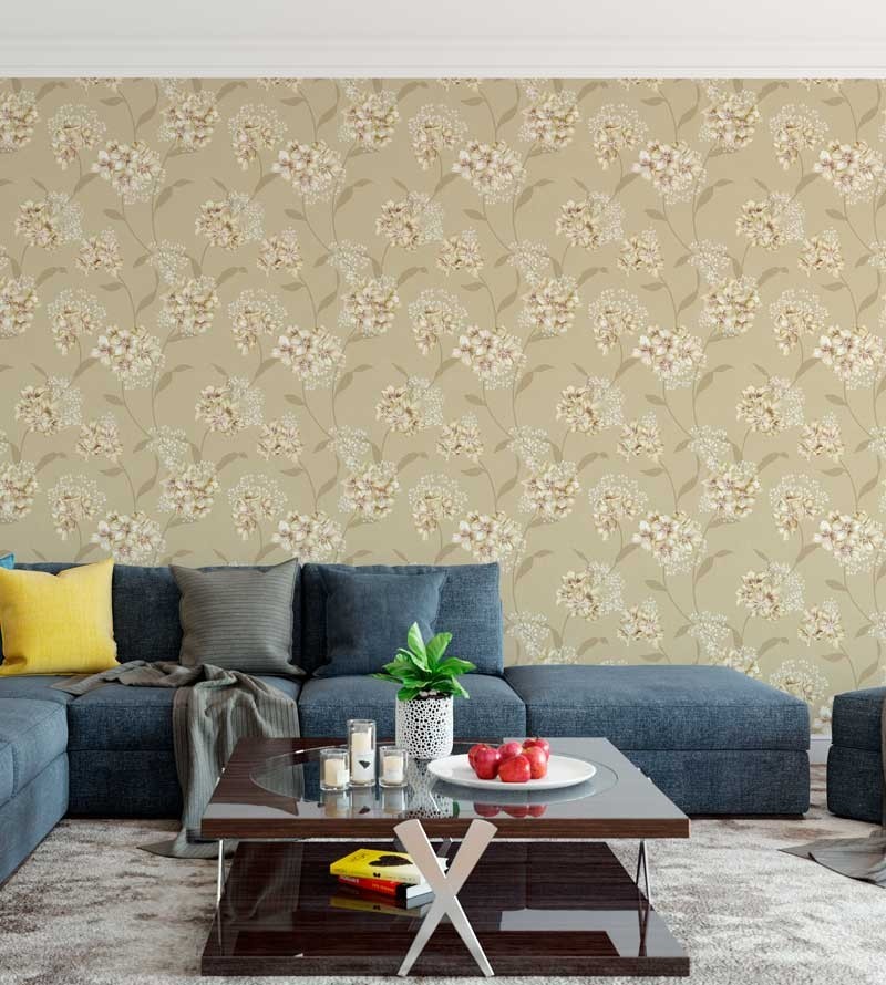 Papel de parede em tons marrom, bege e detalhes em branco - Dream 18