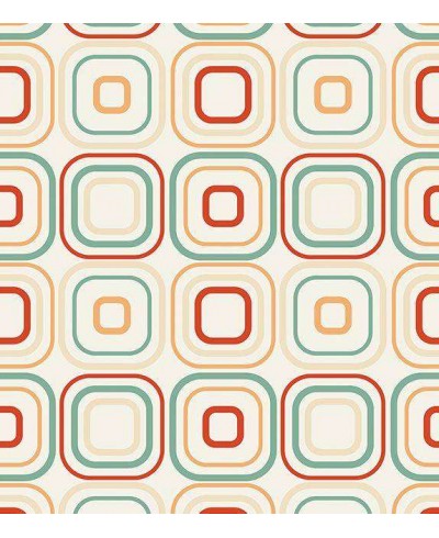 Papel de parede em tons marfim, verde, laranja e vermelho - Geométrico 19 Papel de parede em tons marfim, verde, laranja e vermelho - Geométrico 19