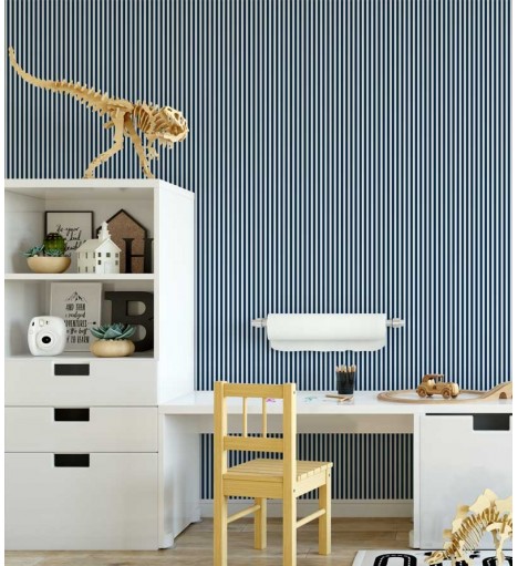 Papel de Parede Listrado Azul Marinho
