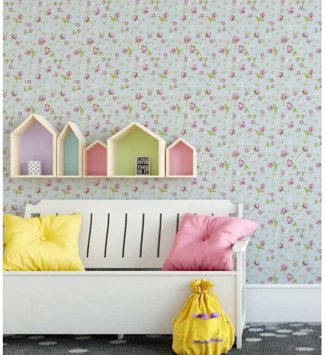 Papel de parede Delicado Romântico Bebê Flores