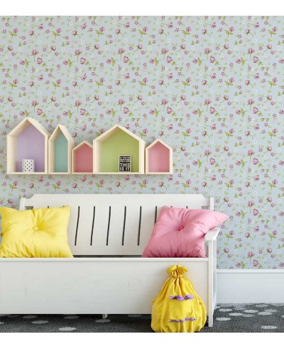 Papel de parede Delicado Romântico Bebê Flores Papel de parede Delicado Romântico Bebê Flores