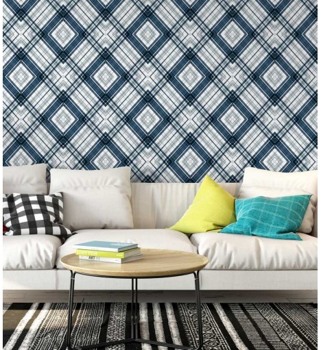 Papel de parede, com tons de azul e bege cinza - Casual 10