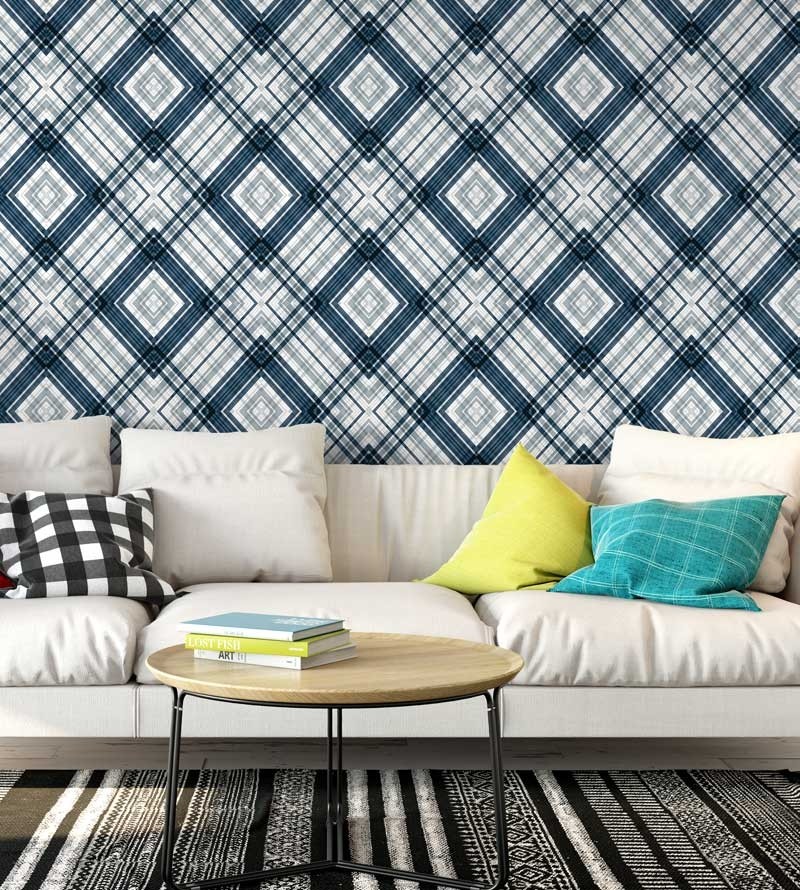 Papel de parede, com tons de azul e bege cinza - Casual 10