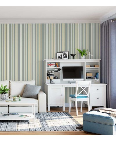 Papel de parede com listras em tons de bege, cinza e amarelo - Casual 22 Papel de parede com listras em tons de bege, cinza e amarelo - Casual 22