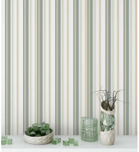 Papel de parede com fundo branco e detalhes em tons de amarelo e cinza - Casual 32