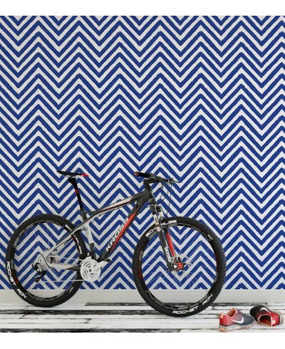 Papel de parede chevron em zigue zague azul imita tinta - Chevron 02 Papel de parede chevron em zigue zague azul imita tinta - Chevron 02