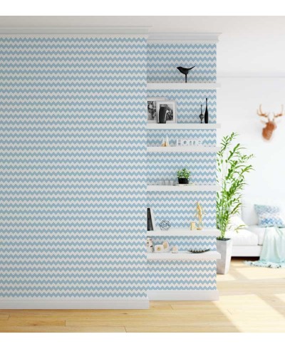 Papel de parede chevron em listras zigue zague com o fundo branco e listras em azul Papel de parede chevron em listras zigue zague com o fundo branco e listras em azul