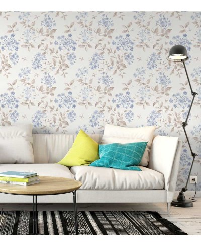 Papel de parede em tons claros, salmão, azul e cinza - Dream 09