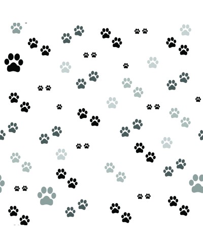 Papel de Parede Temático Patas em fundo branco e Patinhas em Tons Preto e Cinza Papel de Parede Temático Patas em fundo branco e Patinhas em Tons Preto e Cinza
