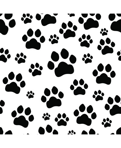 Papel de Parede Temático Patas em Fundo Branco e Patinhas em tons Preto Papel de Parede Temático Patas em Fundo Branco e Patinhas em tons Preto