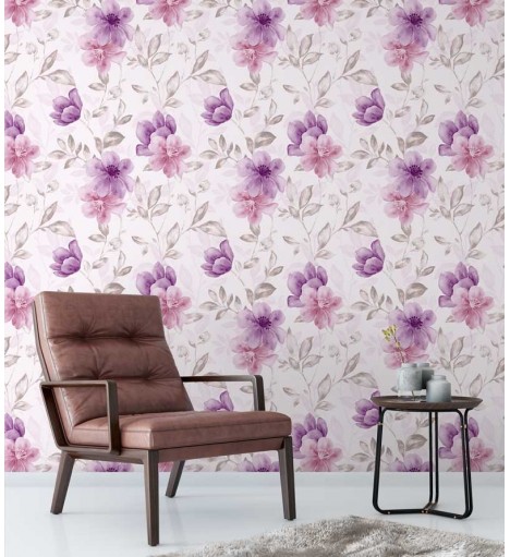 Papel de parede em tons rosa, roxo e cinza - Dream 31