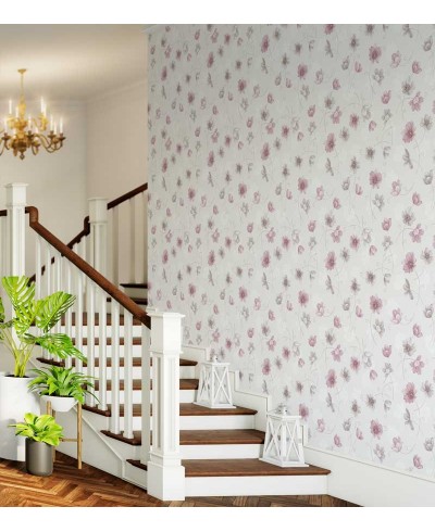 Papel de parede em tons rosa e cinza - Dream 57