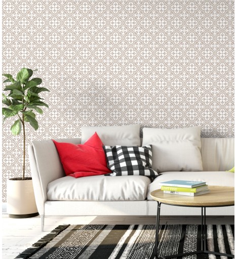 Papel de parede em tons nude e branco - Contemporâneo 10