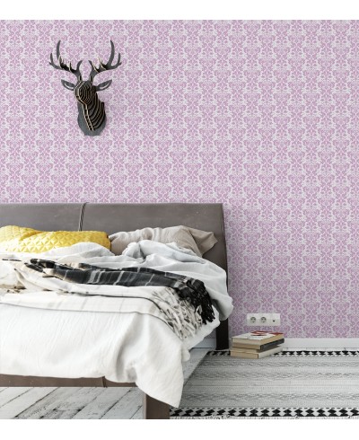 Papel de parede em tons cinza e rosa - Damask 21 Papel de parede em tons cinza e rosa - Damask 21