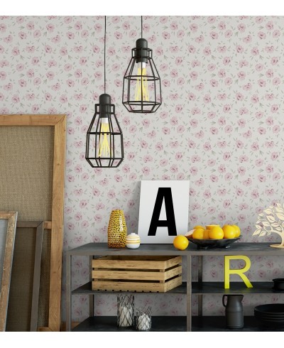 Papel de parede floral verde e rosa com fundo branco Papel de parede floral verde e rosa com fundo branco