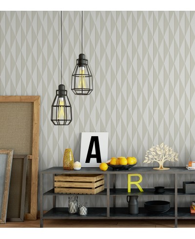 Papel de parede geométrico em tons cinza e bege - Geométrico 01