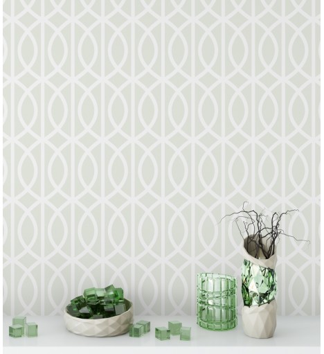 Papel de parede em tons verde claro - Geométrico 04
