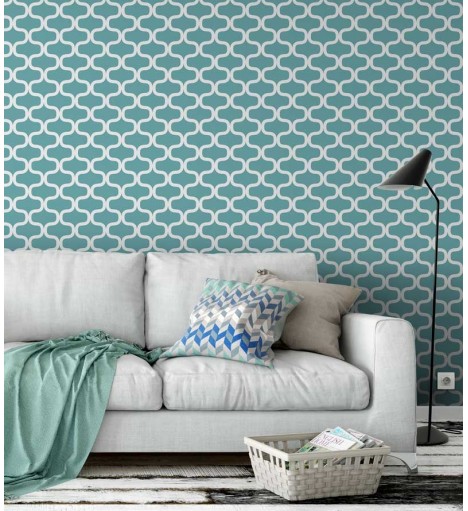 Papel de parede em tons azul turquesa - Geométrico 21