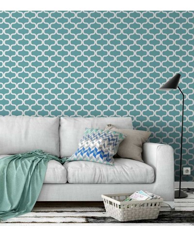 Papel de parede em tons azul turquesa - Geométrico 21