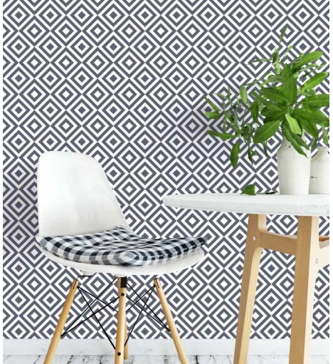 Papel de parede em tons azul marinho e branco - Geométrico 24