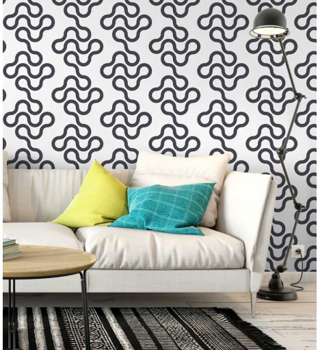 Papel de parede branco com detalhes preto