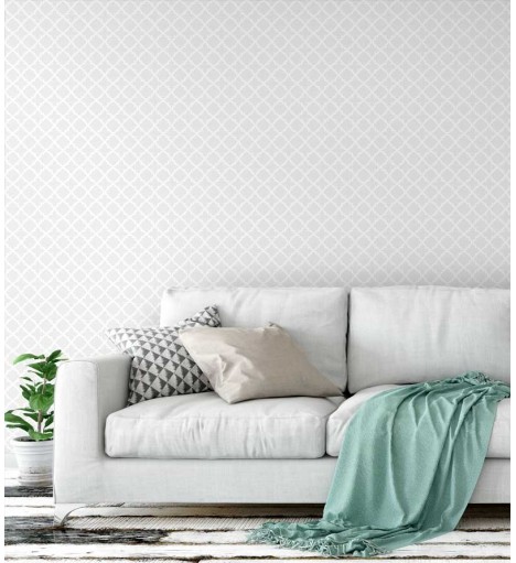 Papel de parede em tons cinza e detalhes em branco - Geométrico 41