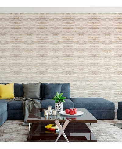 Papel de parede estilo pedras estilo filetes brancos na cor bege com detalhes em cinza - Textura 81 Papel de parede estilo pedras estilo filetes brancos na cor bege com detalhes em cinza - Textura 81