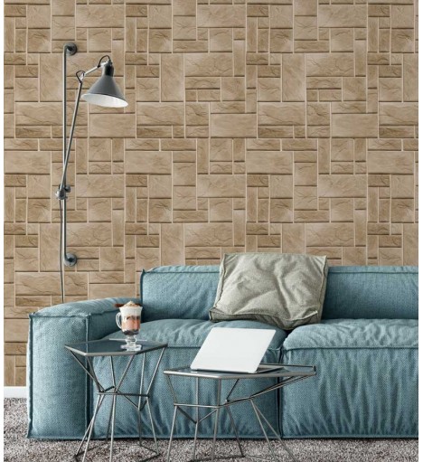 Papel de parede estilo azulejo de diversos tamanhos, em vários tons de marrom e bege - Textura 26