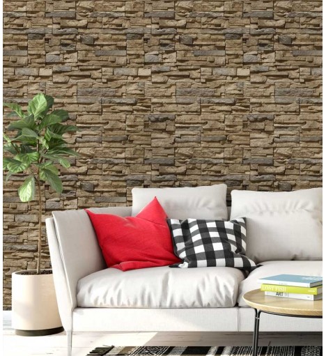 Papel de parede estilo pedras canjiquinha em tons de bege, marrom, e creme. - Textura 04