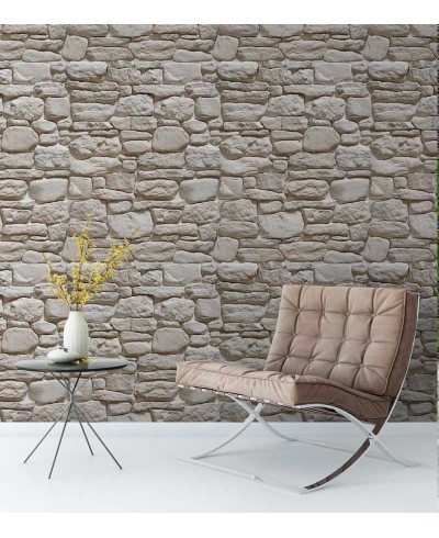 Papel de parede modelo pedras variadas em tons de cinza claro e alguns detalhes em preto - Textura 21