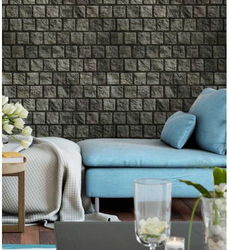 Papel de parede em tons cinza com detalhes creme - Textura 70