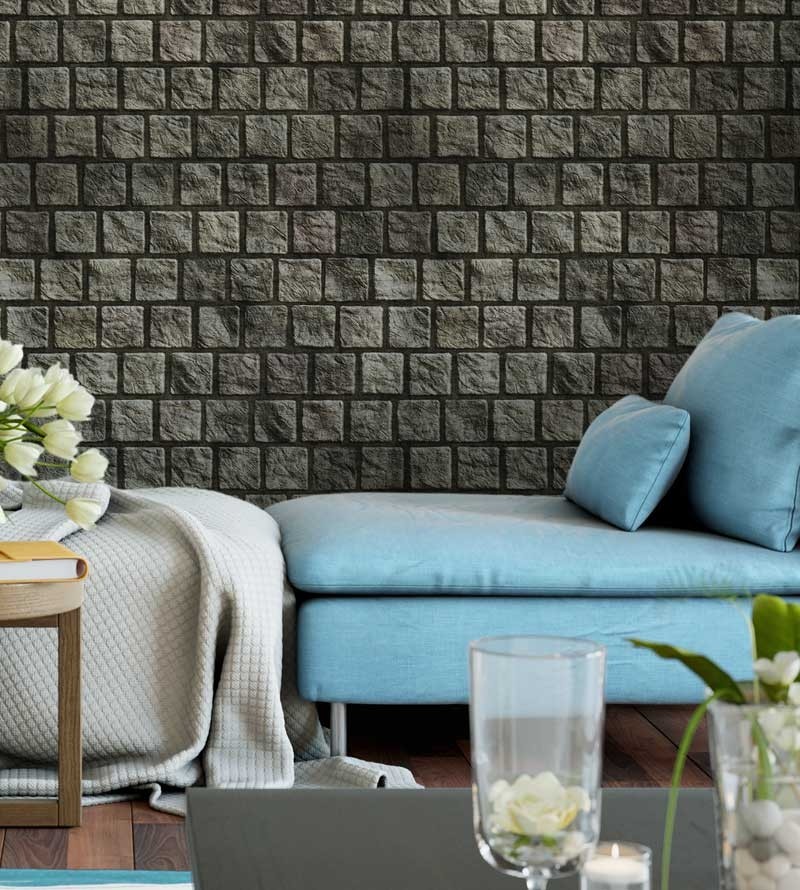 Papel de parede em tons cinza com detalhes creme - Textura 70