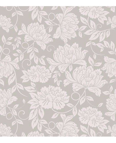 Papel de parede floral em tons cinza - Glamour 19
