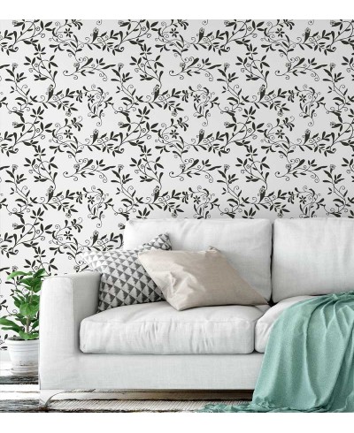 Papel de parede floral nos tons preto e cinza - Glamour 01 Papel de parede floral nos tons preto e cinza - Glamour 01