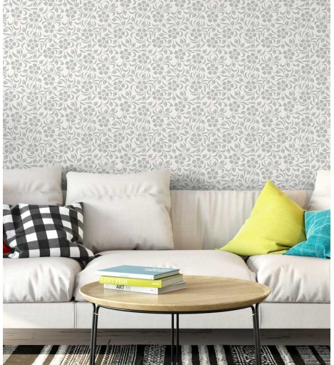 Papel de parede floral nos tons de cinza e tons de bege - Glamour 10