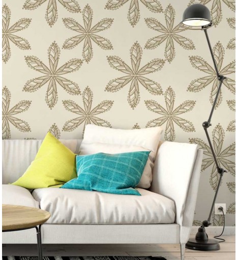 Papel de parede floral nos tons bege e marrom - Glamour 11