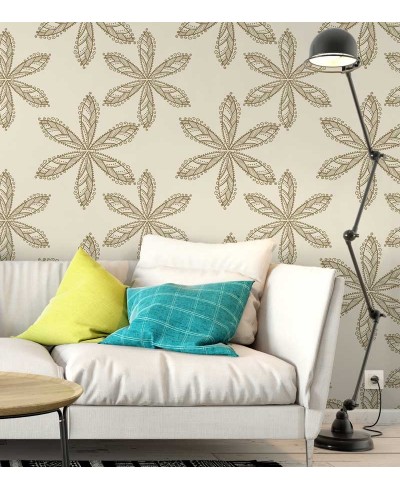 Papel de parede floral nos tons bege e marrom - Glamour 11