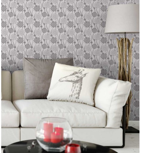 Papel de parede floral em tons rosa e cinza - Glamour 20