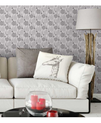 Papel de parede floral em tons rosa e cinza - Glamour 20