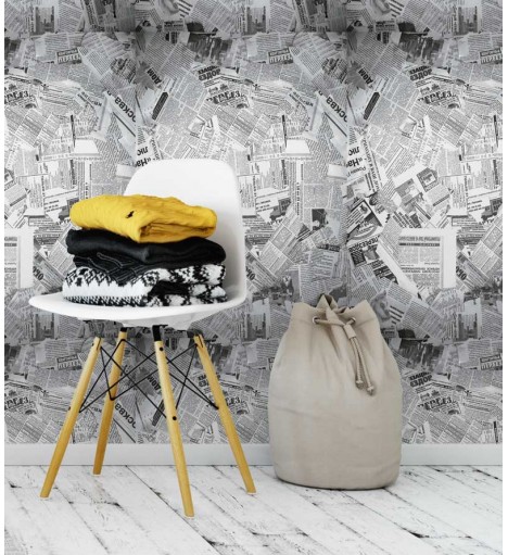 Papel de parede com fundo branco e escritas e desenhos em tons de cinza - Jornal 09