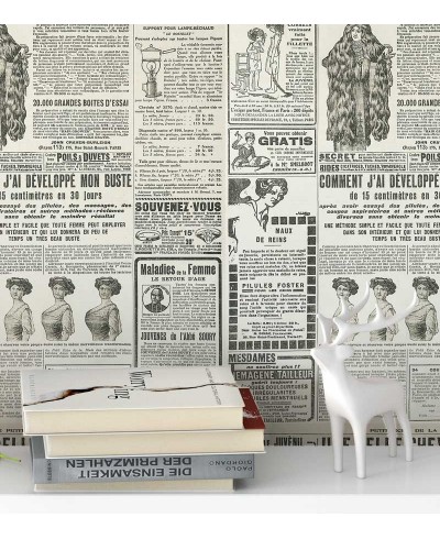 Papel de parede modelo jornal envelhecido, com escritas e desenhos pretos - Jornal 12 Papel de parede modelo jornal envelhecido, com escritas e desenhos pretos - Jornal 12