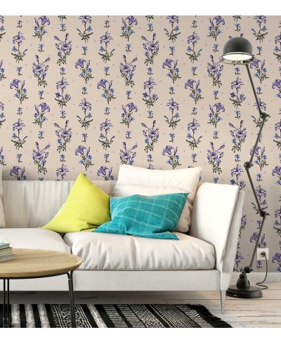 Papel de parede em tons de azul, roxo e cinza, com folhagem em marrom e cinza, fundo nude - Luxury 15 Papel de parede em tons de azul, roxo e cinza, com folhagem em marrom e cinza, fundo nude - Luxury 15