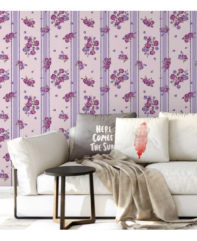 Papel de parede com folhagem em pink e detalhes em tons de roxo, fundo em rosa - Luxury 20 Papel de parede com folhagem em pink e detalhes em tons de roxo, fundo em rosa - Luxury 20